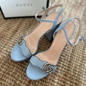 Gucci 39.5 Marmont Platform Leather Sandal